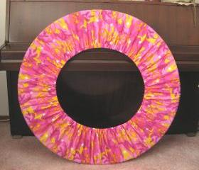 Peace Sign Hula Hoop Holder Cover Pink and Yellow Camo Print for Travel Hooping Festival Accessory Exercise Fitness Equipment Storage Bag