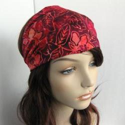 Flower Batik Fabric Headband Yoga Hair Head Wrap Women's Gypsy Bandana Pink Purple Orange Floral Cotton Print